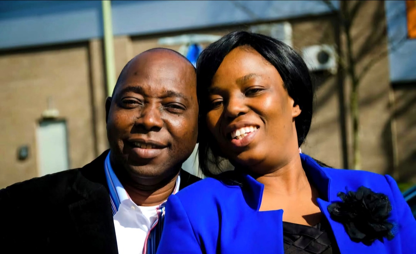 Pastors Abiodun and Tolu Alonge with the congregation